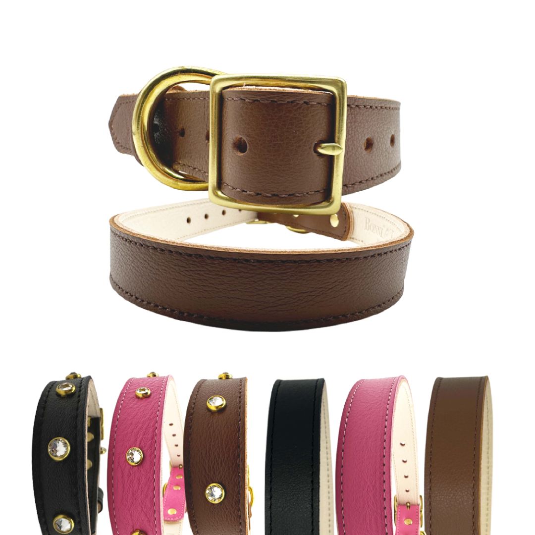 Plain Leather Dog Collar by Bonne et Filou