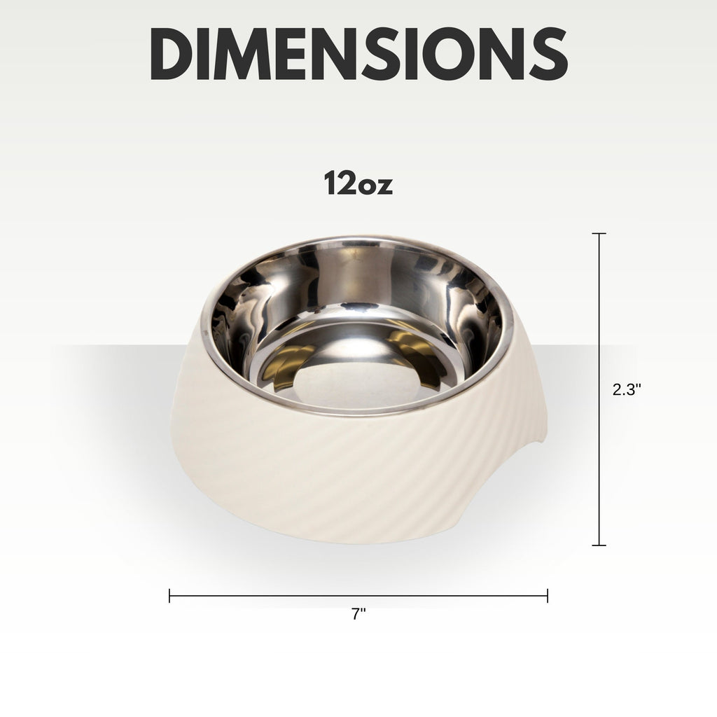 Country Living Set of 2 Round Twill Melamine Dog Bowls with Removable Stainless Steel Inserts – White Swan