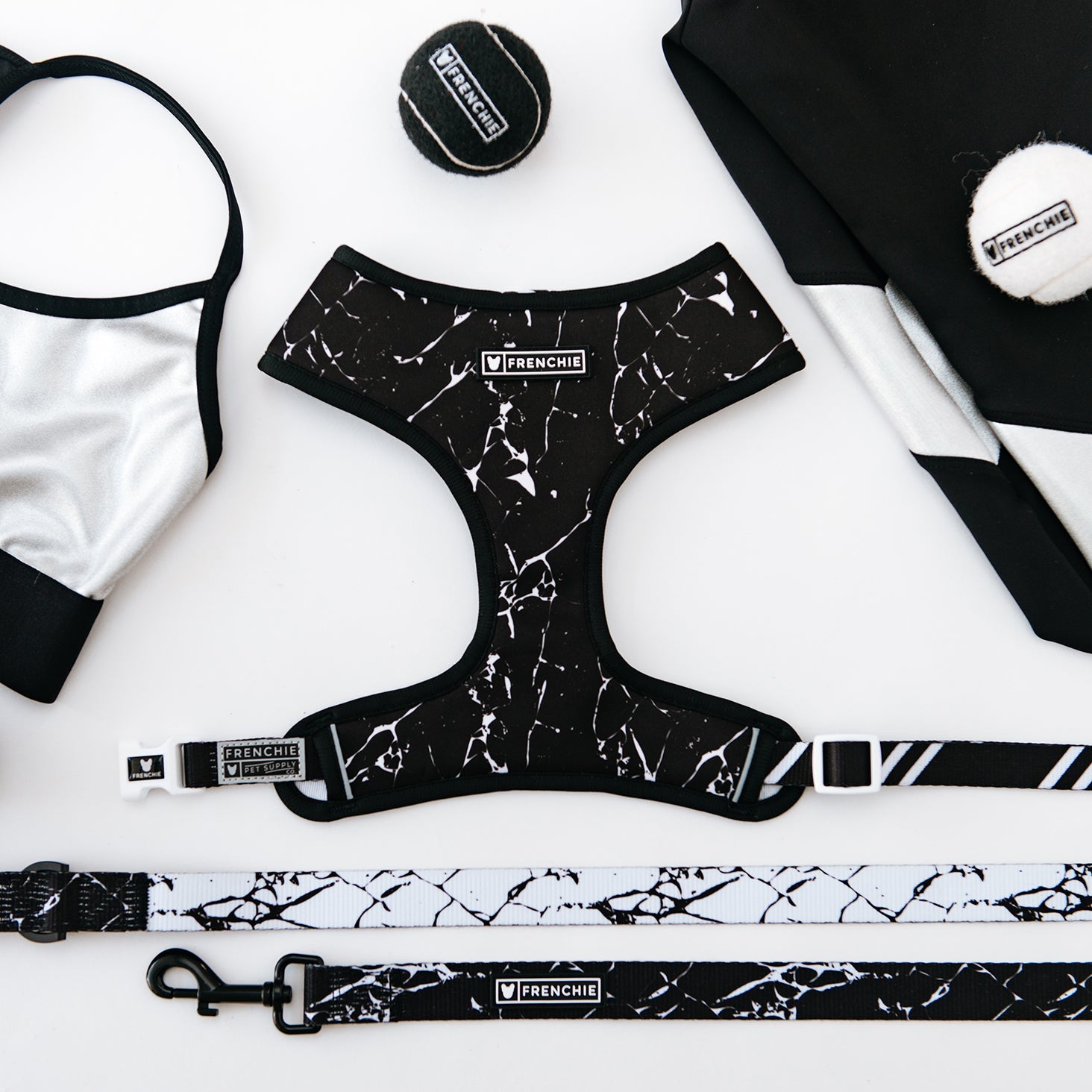 Frenchie Duo Reversible Harness - Black Marble by Frenchie Bulldog