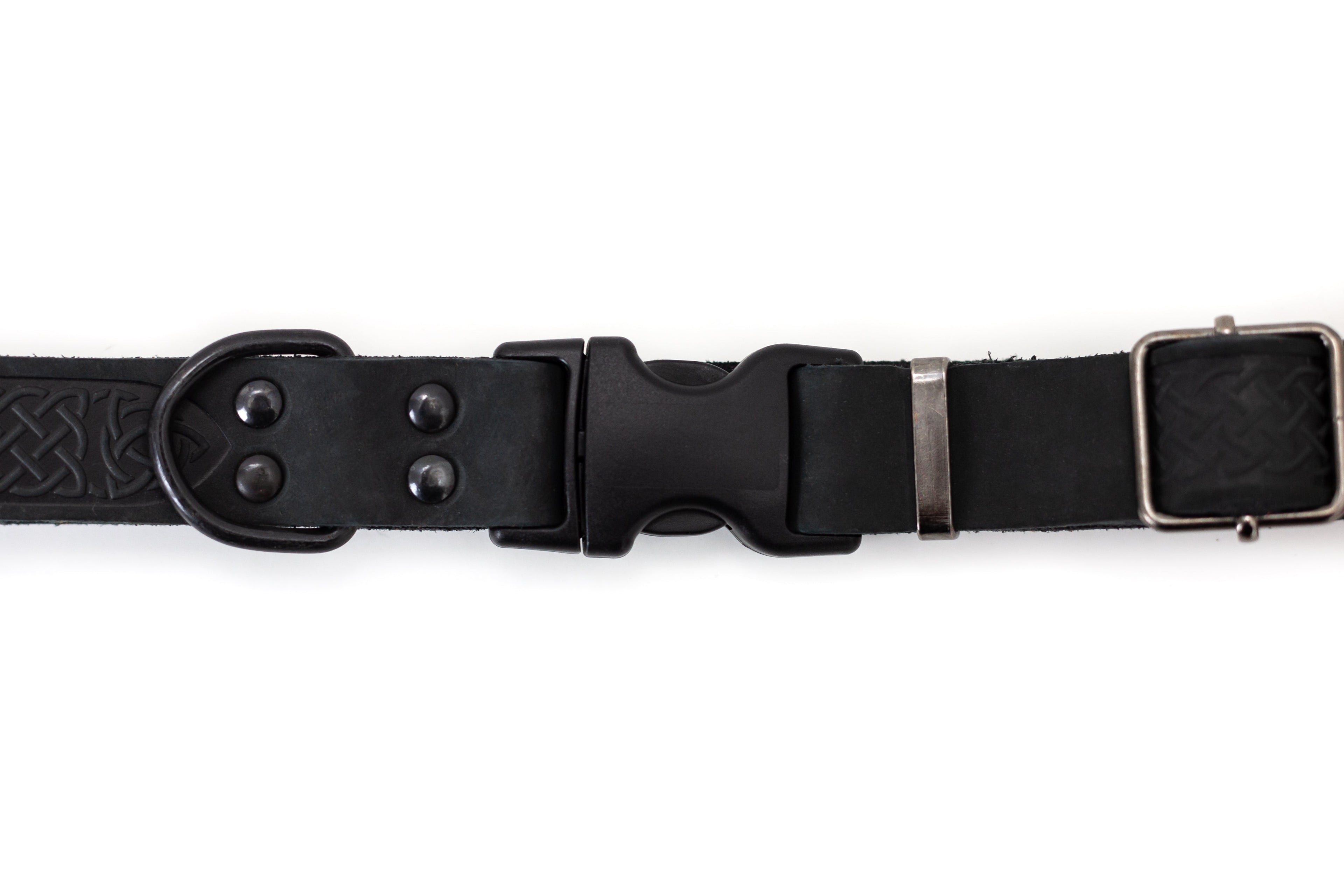 Celtic Sport Midnight Black Leather Dog Collar by Euro-Dog Collars and Leads