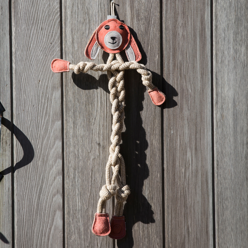 Bitsy Bunny Natural Rope Knottie® Dog Toy, Large (9mm rope diameter) by HuggleHounds