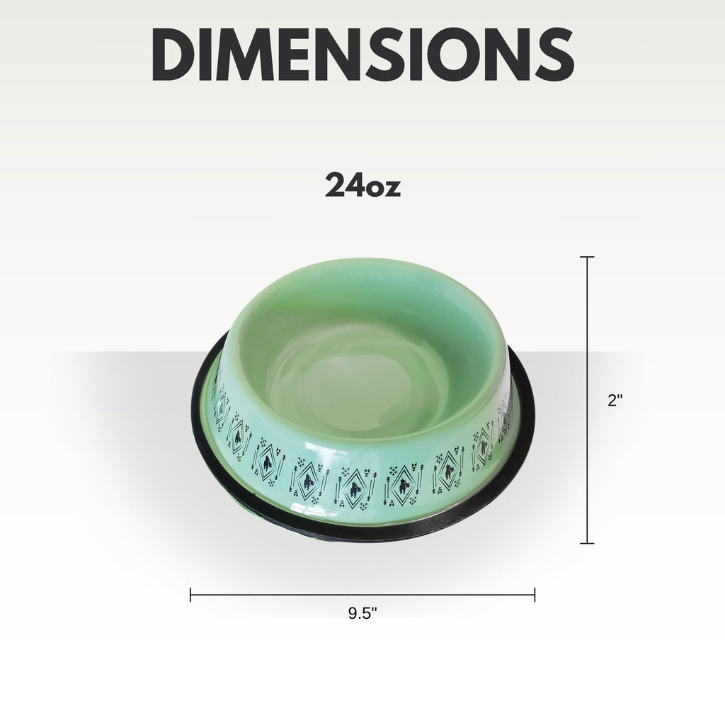 Non-Skid Boho Stainless Steel Dog Bowl – with Whimsical Unicorn Design, Silicone Base for Medium Dogs – 24oz