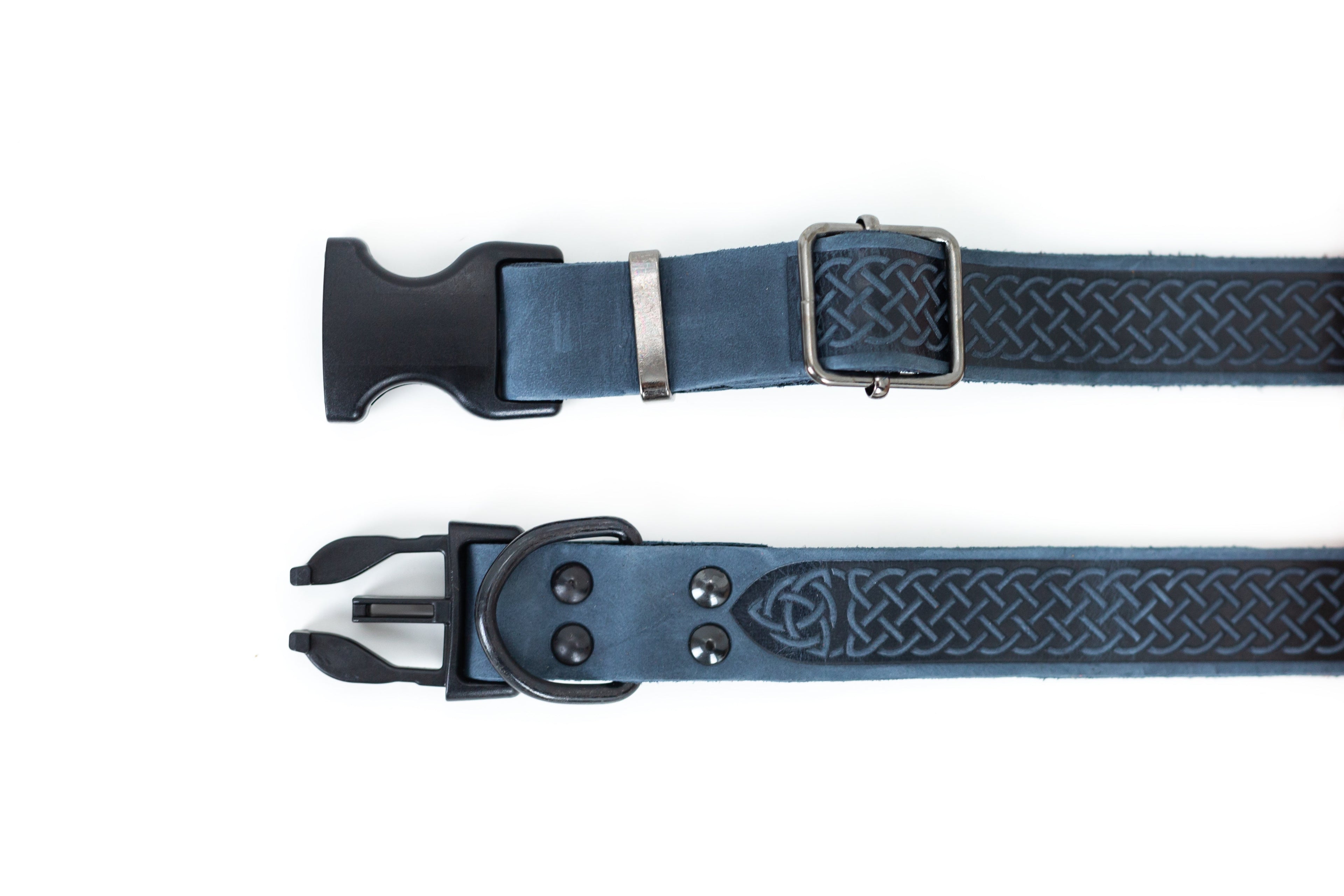 Celtic Sport Blue Jeans Leather Dog Collar by Euro-Dog Collars and Leads