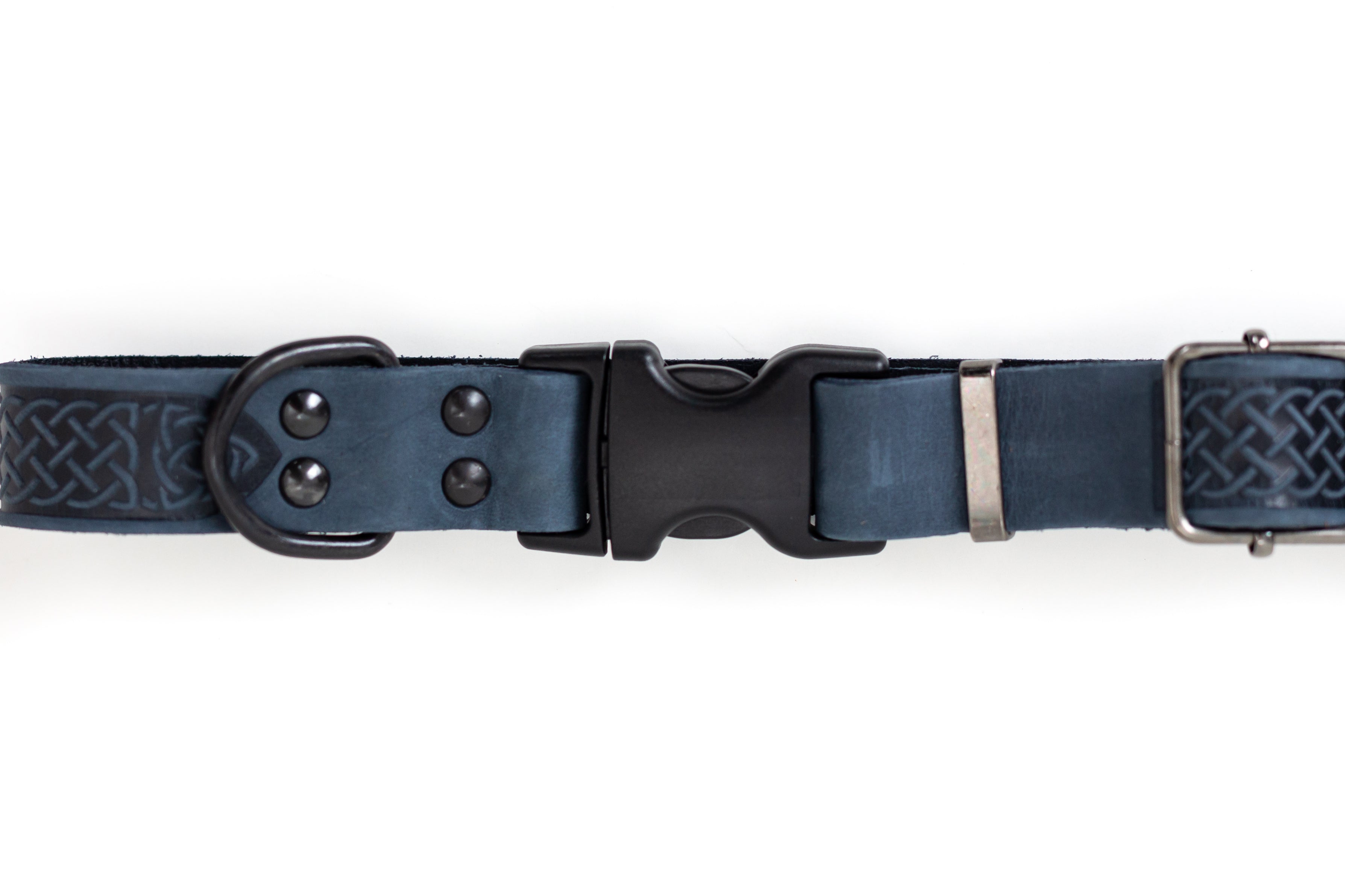 Celtic Sport Blue Jeans Leather Dog Collar by Euro-Dog Collars and Leads