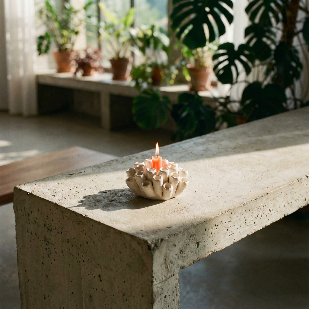 Coral Statue Candle Holder | Ceramic Sculpture Home Decor | 5" x 3" by The Bullish Store
