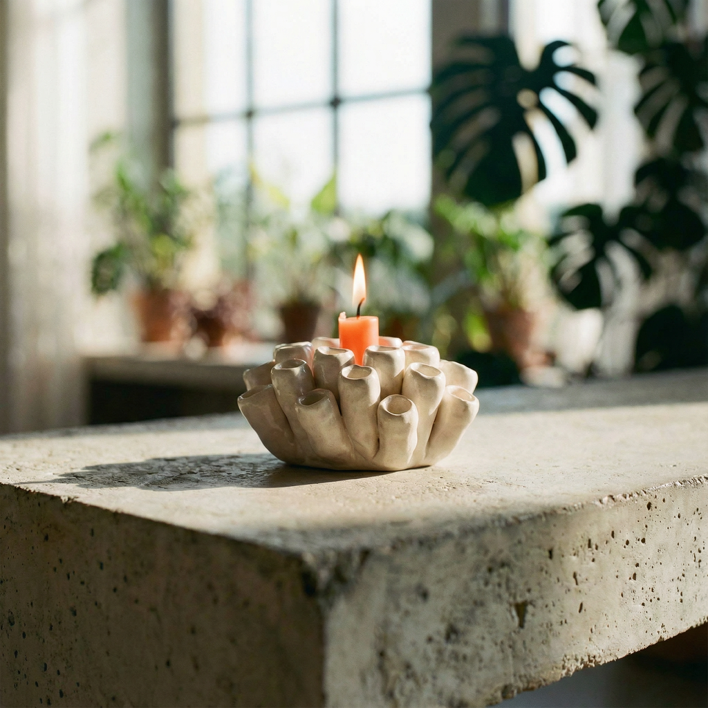 Coral Statue Candle Holder | Ceramic Sculpture Home Decor | 5" x 3" by The Bullish Store
