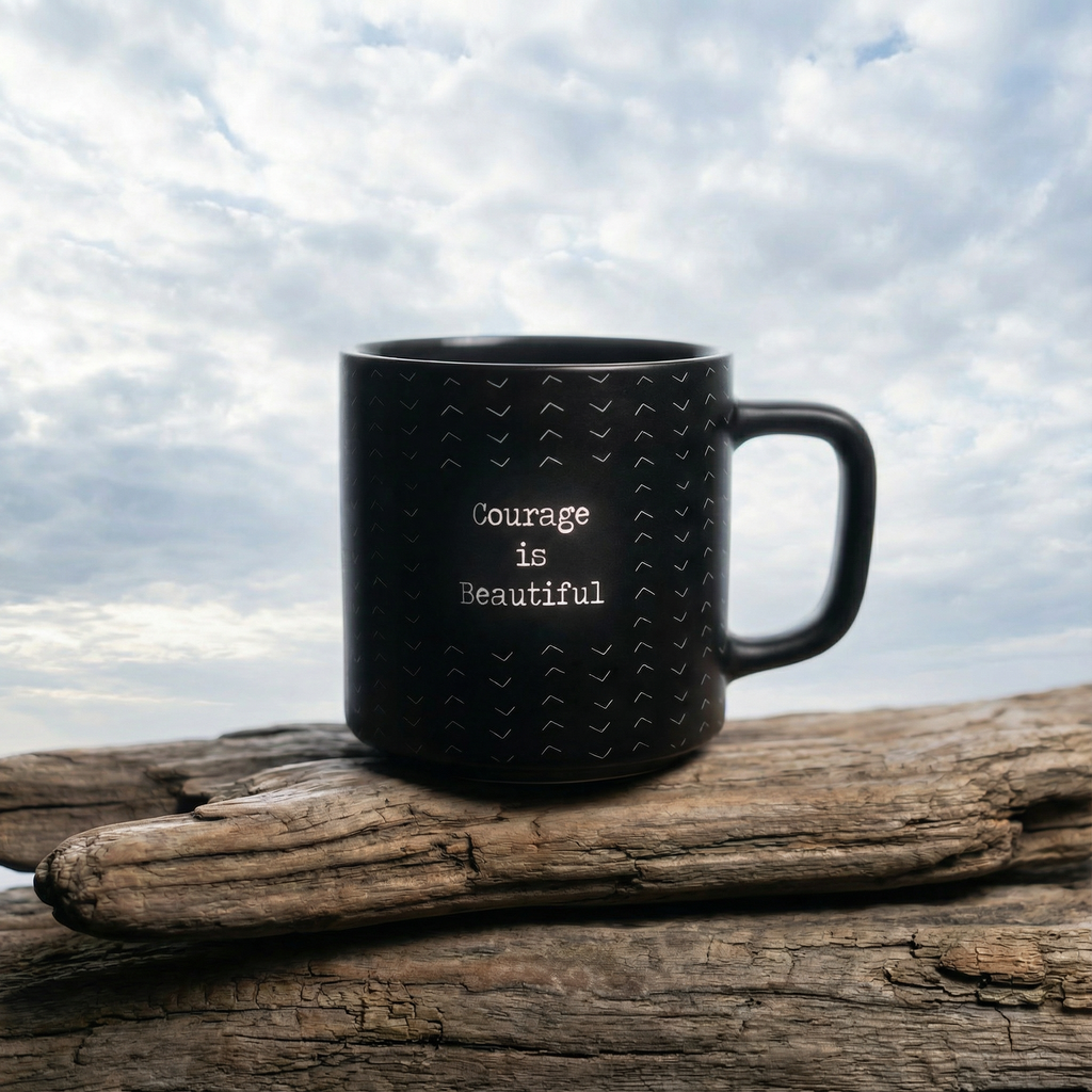 Courage Is Beautiful Stackable Mug | Stoneware Coffee Tea Cup | 14oz. by The Bullish Store