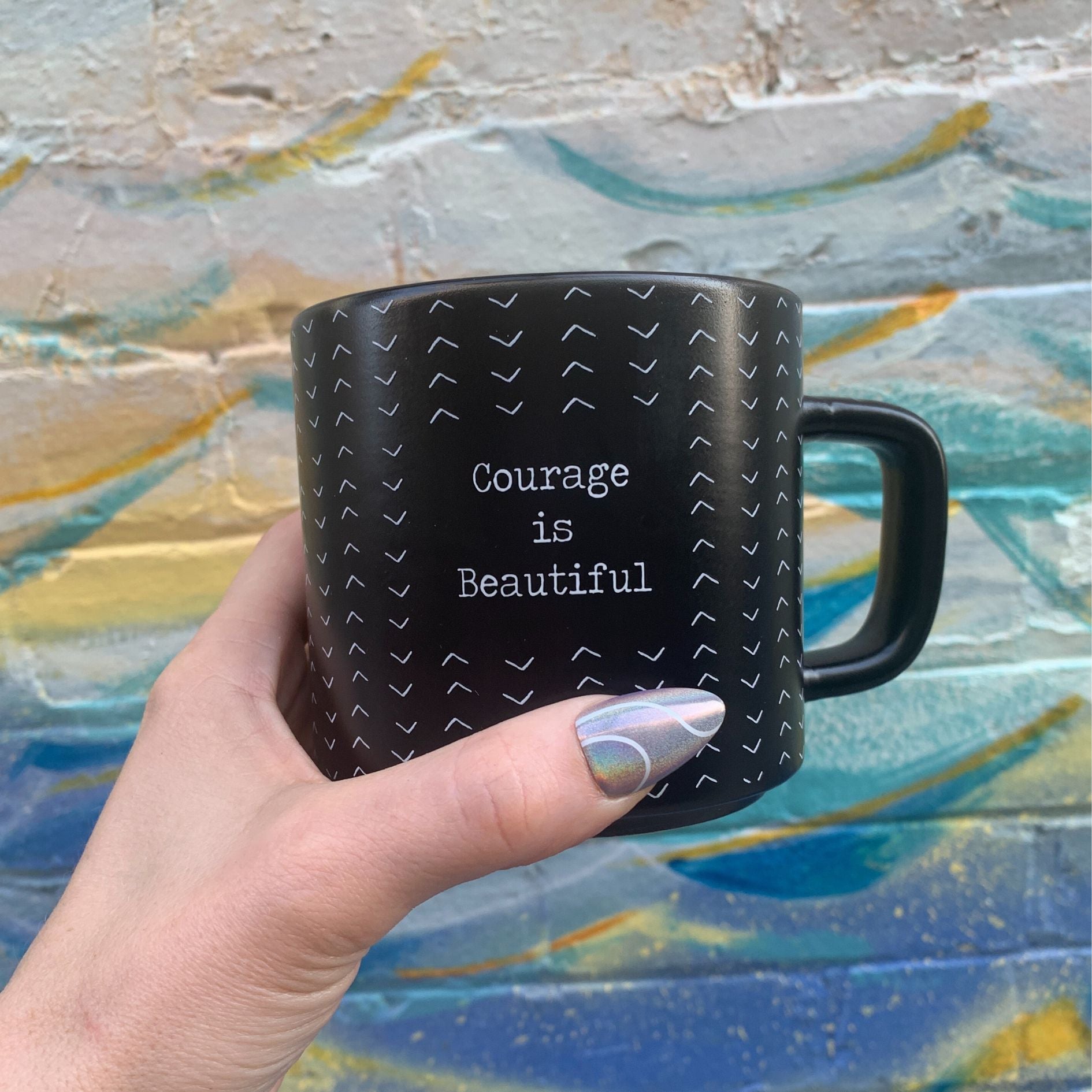 Courage Is Beautiful Stackable Mug | Stoneware Coffee Tea Cup | 14oz. by The Bullish Store