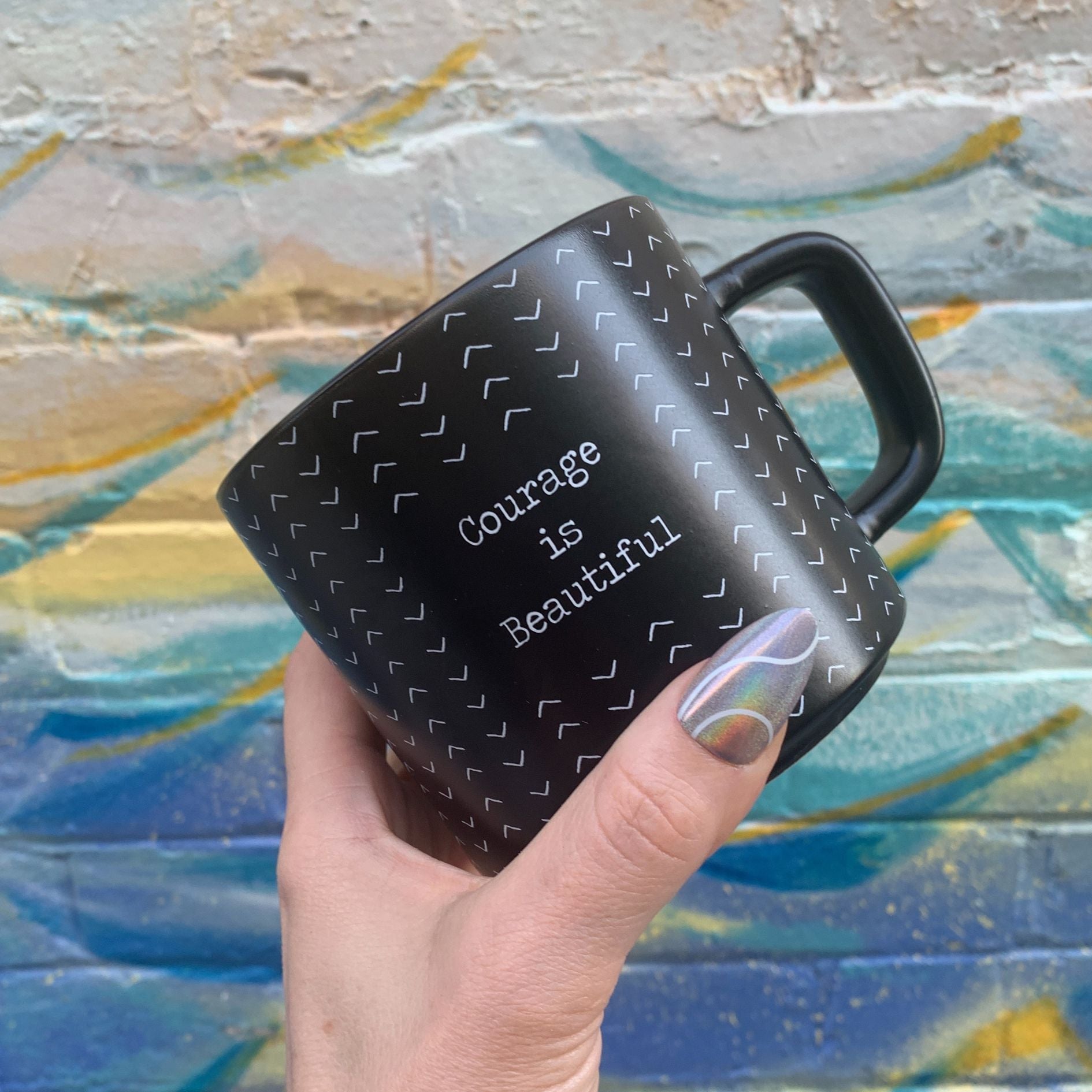 Courage Is Beautiful Stackable Mug | Stoneware Coffee Tea Cup | 14oz. by The Bullish Store