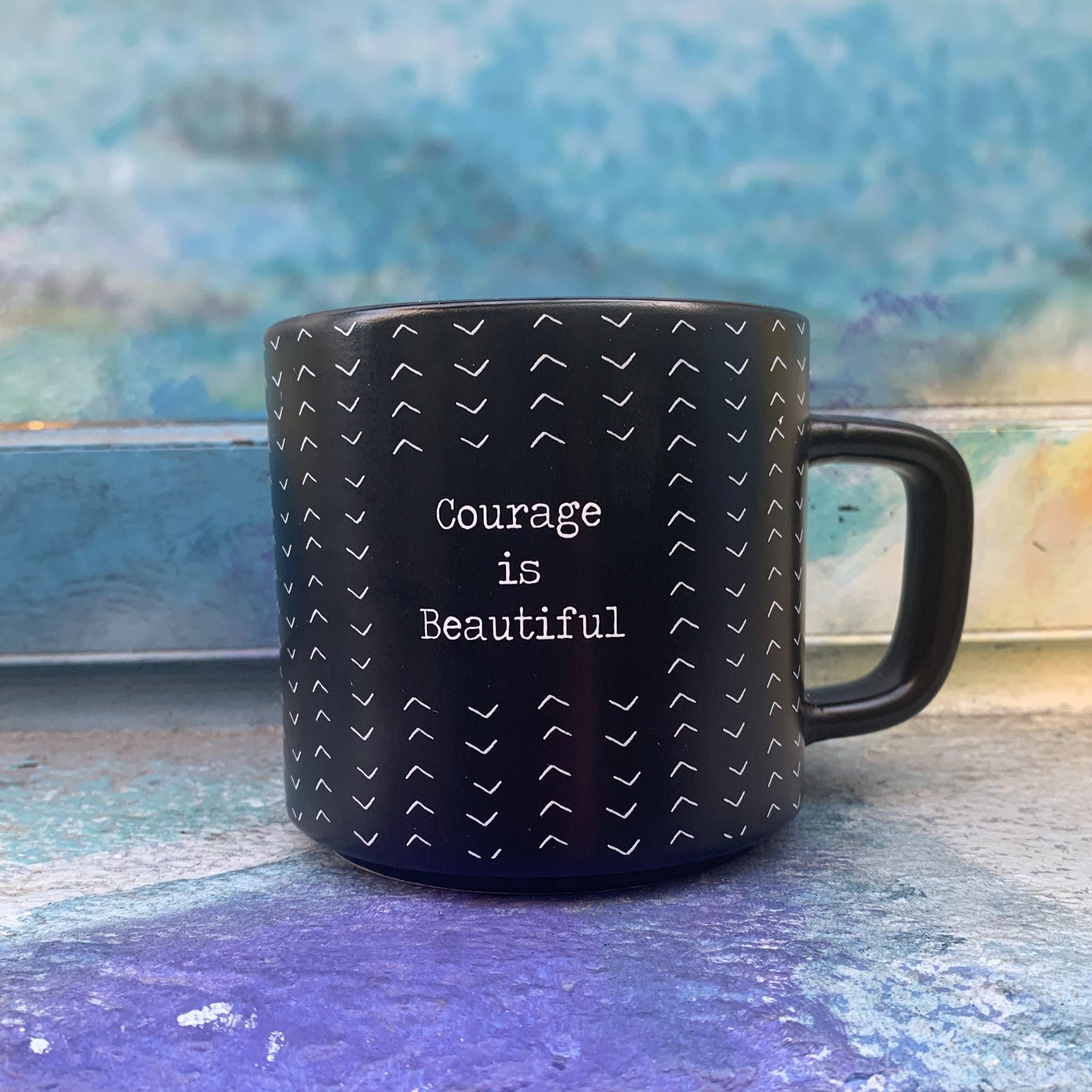 Courage Is Beautiful Stackable Mug | Stoneware Coffee Tea Cup | 14oz. by The Bullish Store