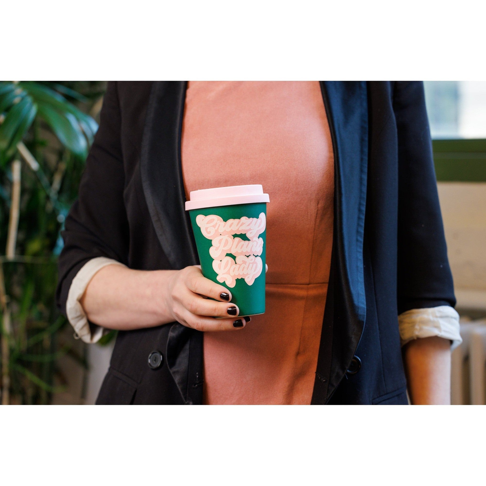 Crazy Plant Lady Bamboo To Go Coffee Travel Cup by The Bullish Store