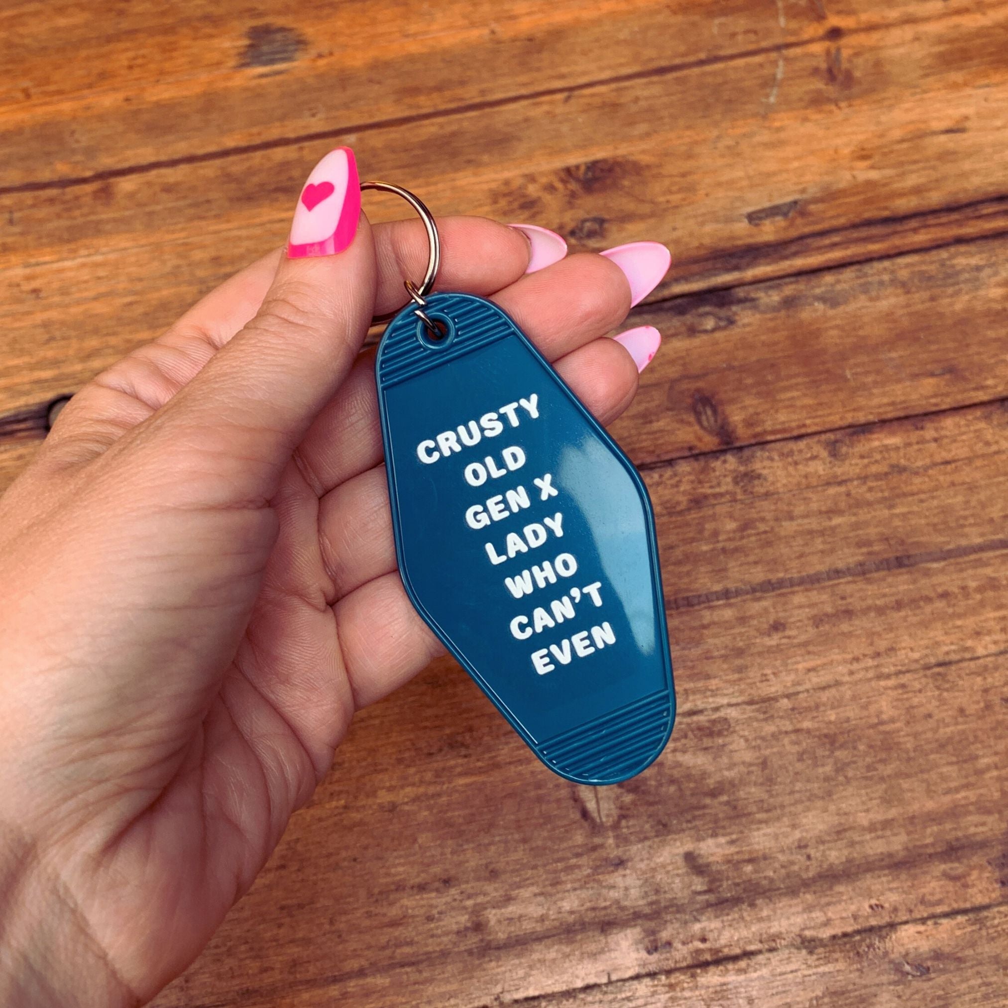 Crusty Old Gen X Lady Who Can't Even Keychain and Tote Bag Bundle | Motel Style Keyholder and Black Canvas Tote by The Bullish Store