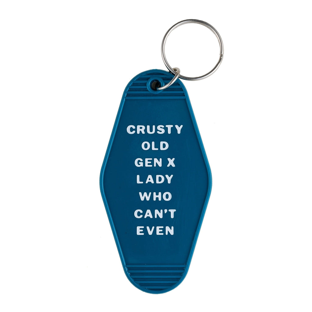 Crusty Old Gen X Lady Who Can't Even Keychain and Tote Bag Bundle | Motel Style Keyholder and Black Canvas Tote by The Bullish Store
