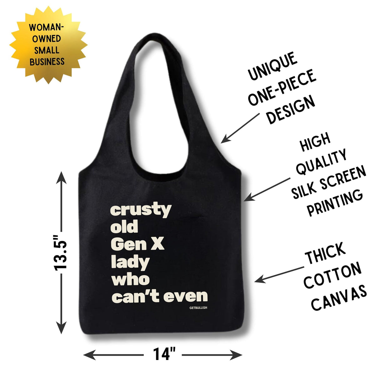 Crusty Old Gen X Lady Who Can't Even Keychain and Tote Bag Bundle | Motel Style Keyholder and Black Canvas Tote by The Bullish Store