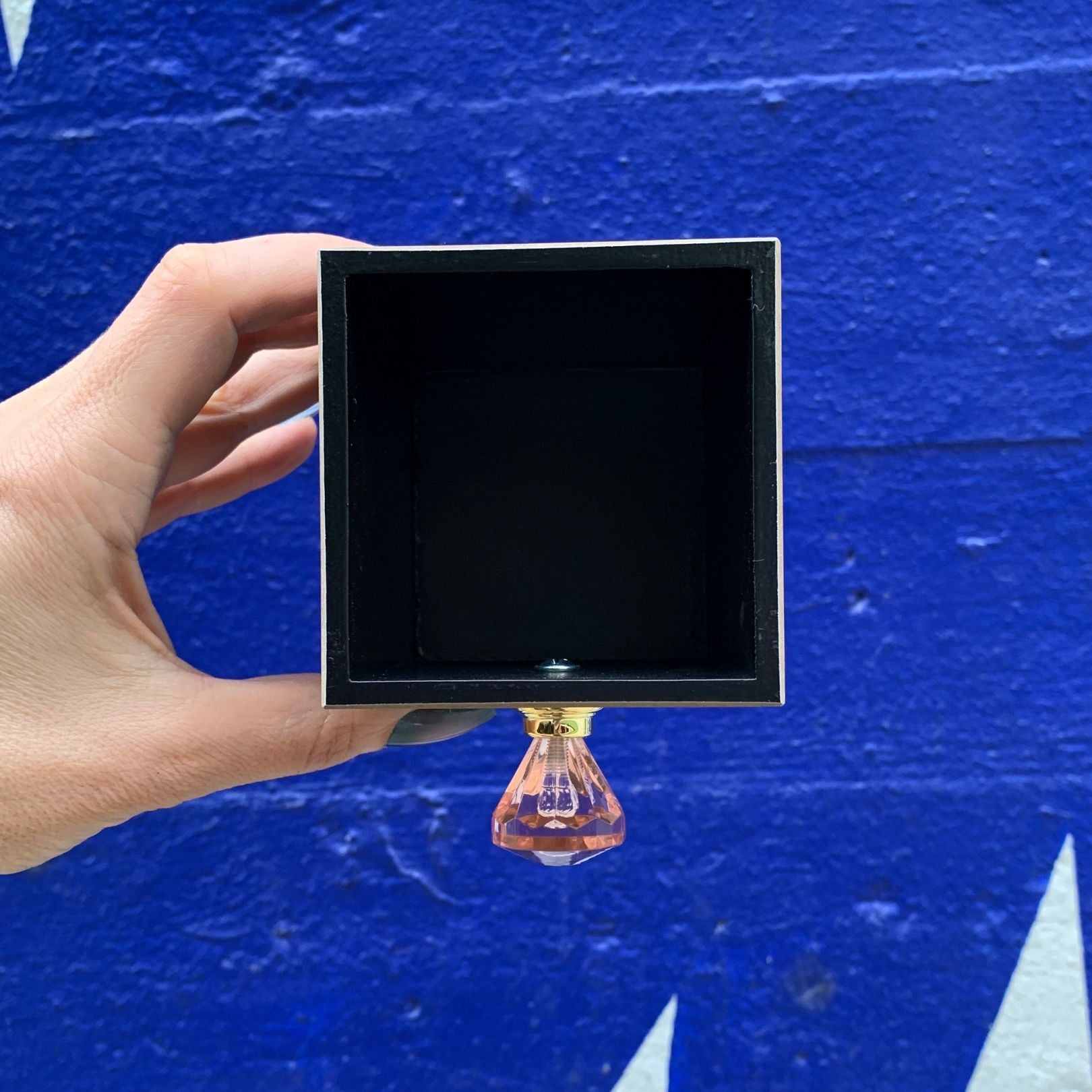 Crystal Knob Wooden Pen Holder in Black and Pink | Gift for Her by The Bullish Store