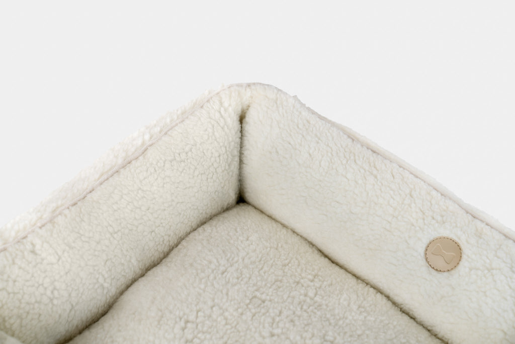 Chester & Lee | Furry Sleeper Dog Bed Beige by Chester & Lee