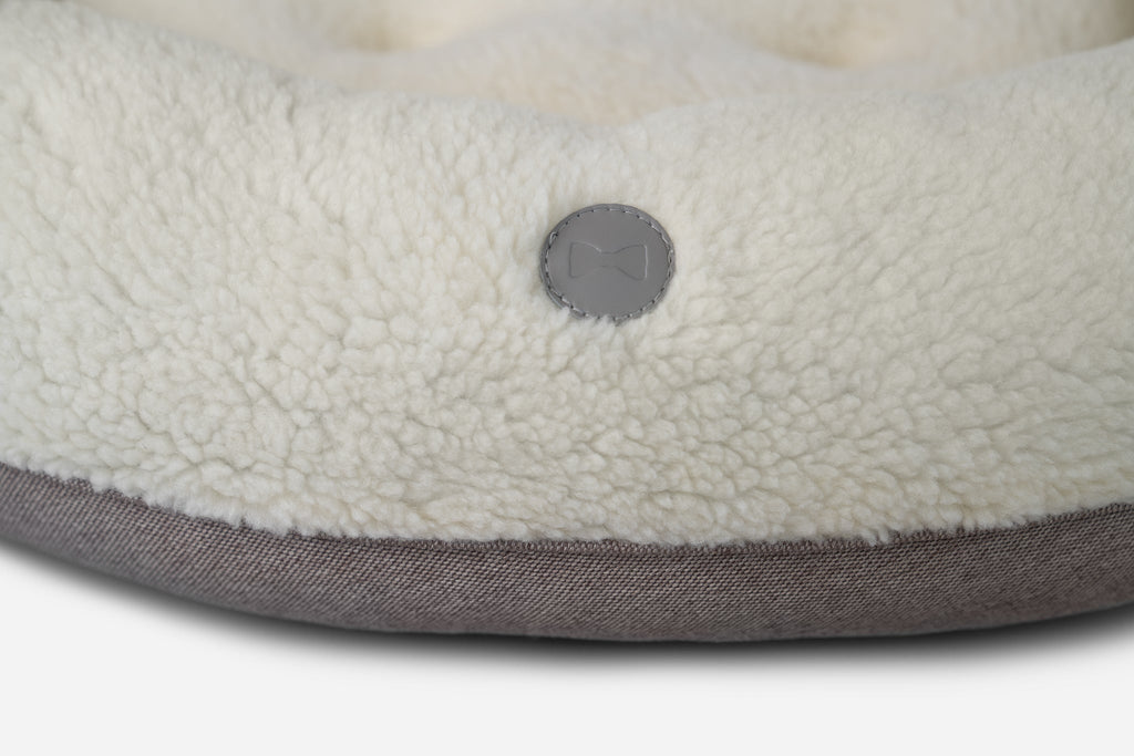 Chester & Lee | Furry Beige Donut Dog Bed by Chester & Lee
