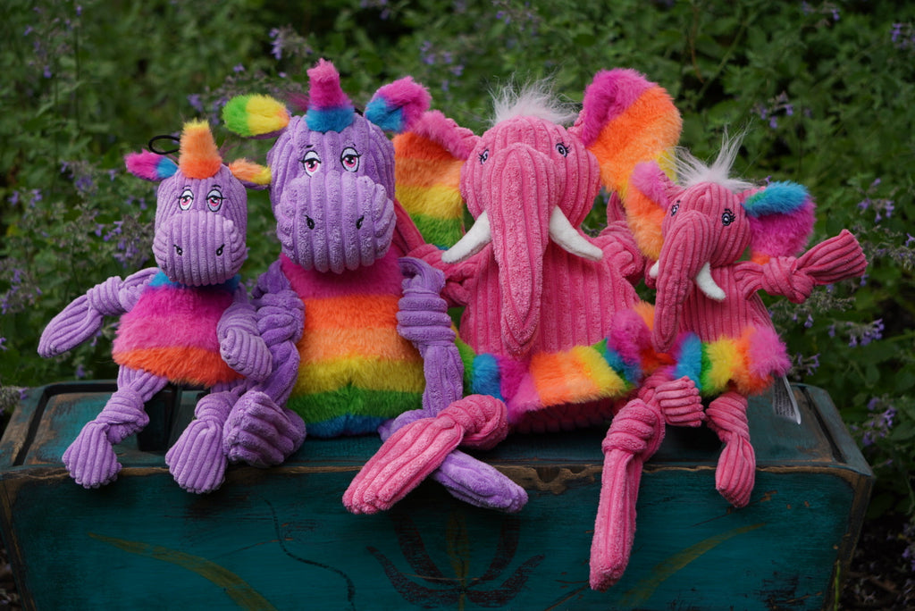 Rainbow Elephant Knottie® Plush Dog Toy by HuggleHounds