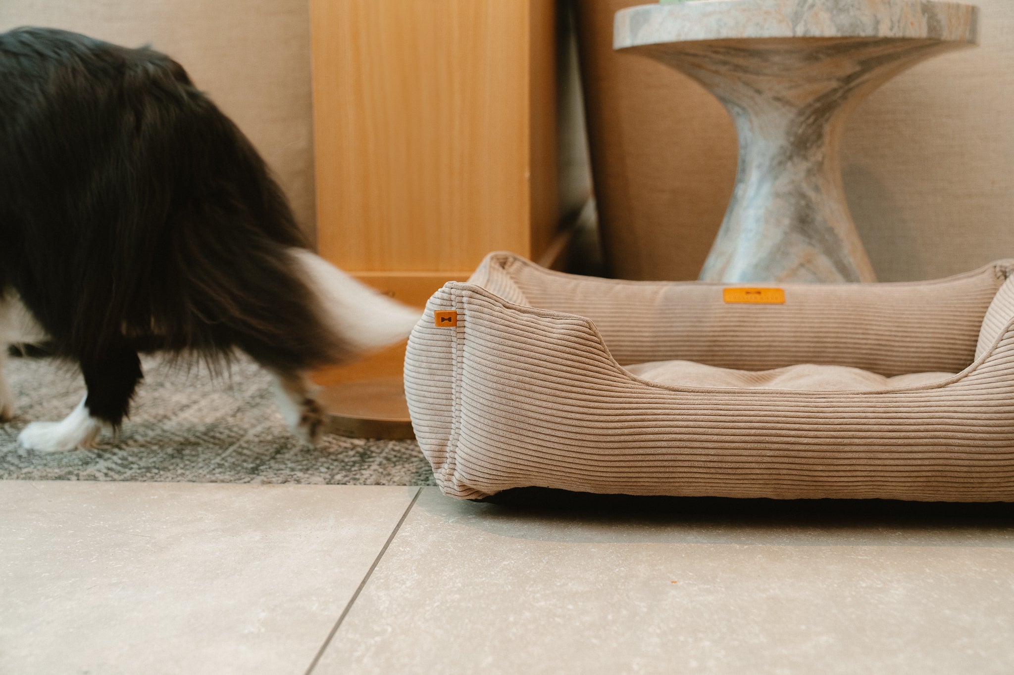 Chester & Lee | Fancy Corduroy Sleeper Dog Bed Taupe by Chester & Lee