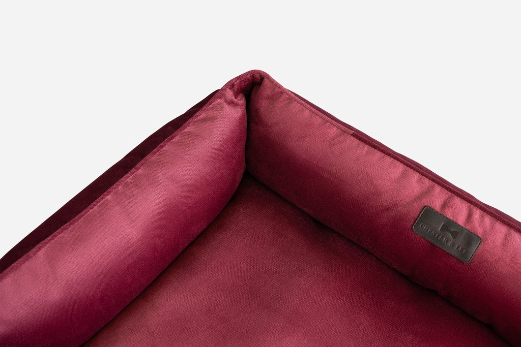 Chester & Lee | Vibrant Velvet Sleeper Dog Bed Wine by Chester & Lee