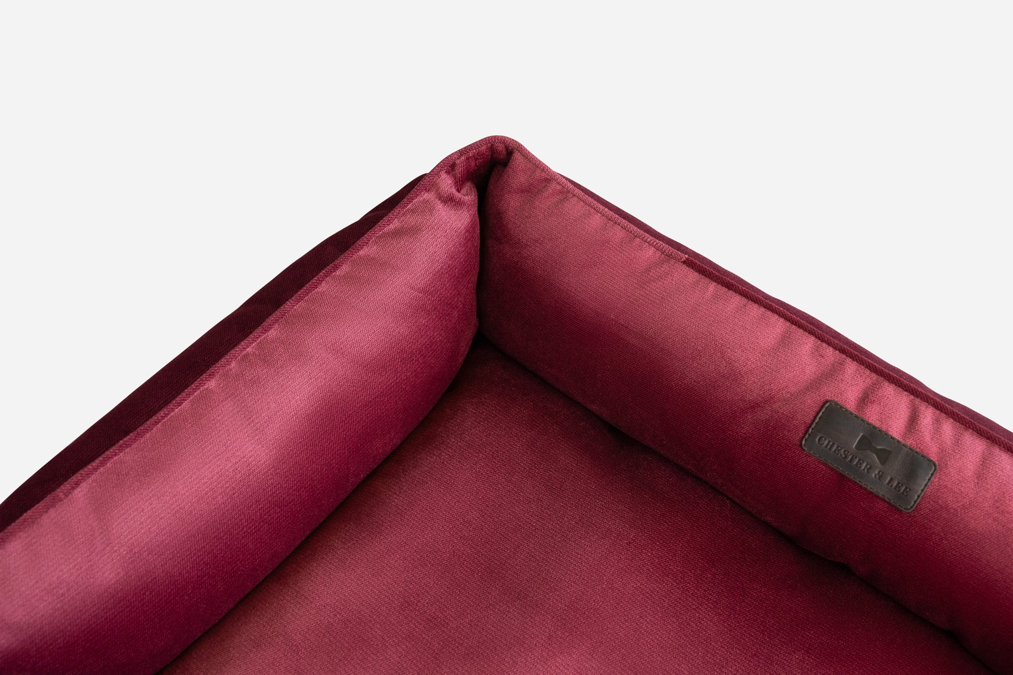 Chester & Lee | Vibrant Velvet Sleeper Dog Bed Wine by Chester & Lee