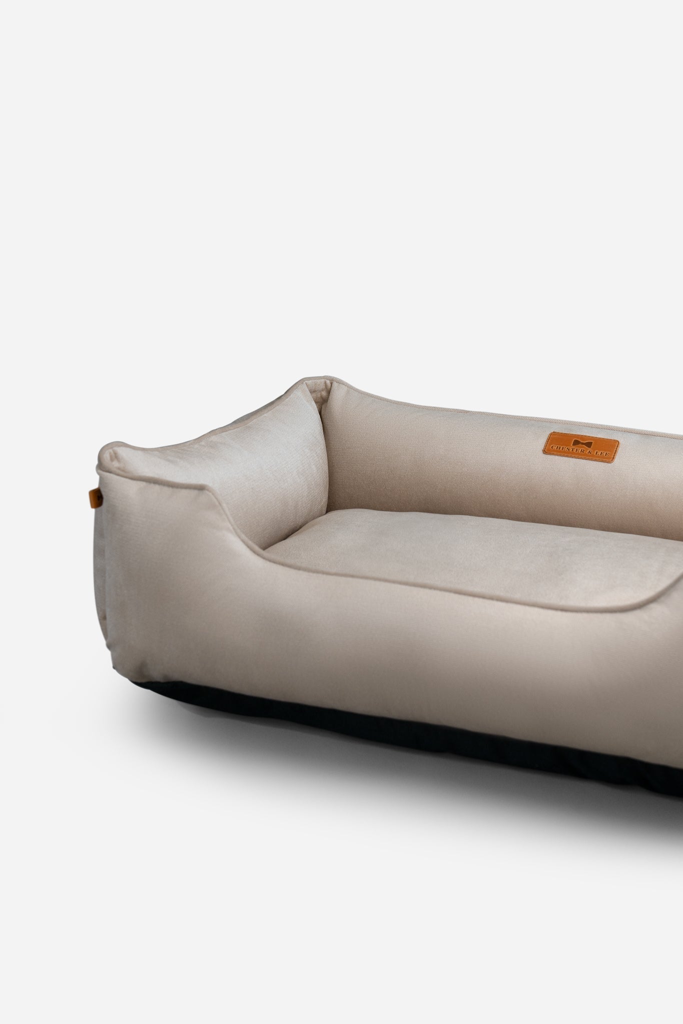 Chester & Lee | Classic Velvet Sleeper Dog Bed Beige by Chester & Lee