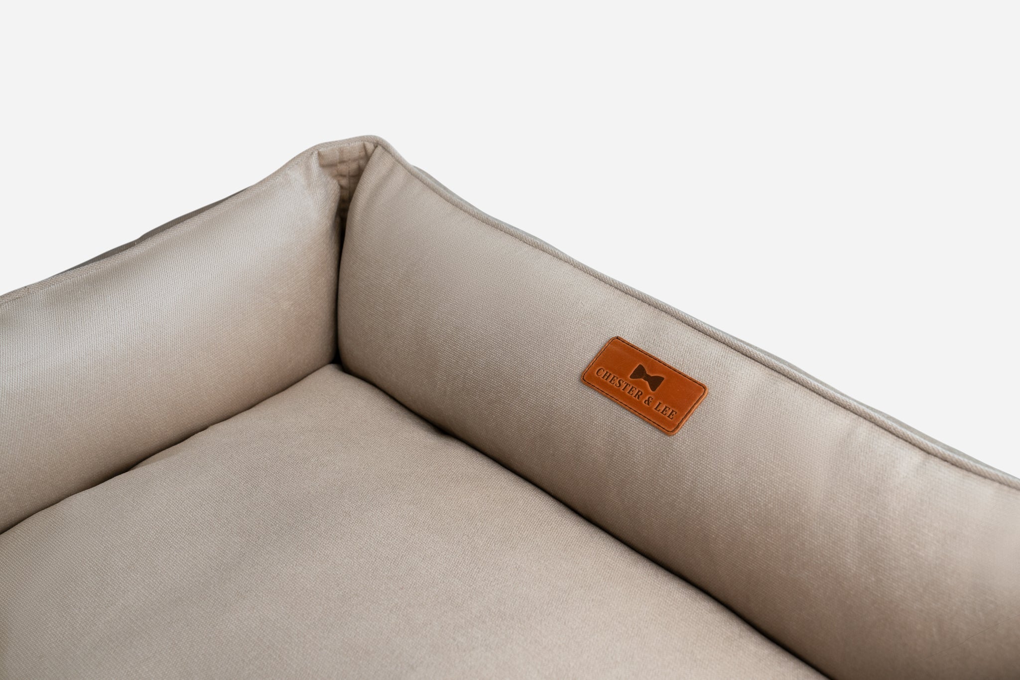 Chester & Lee | Classic Velvet Sleeper Dog Bed Beige by Chester & Lee