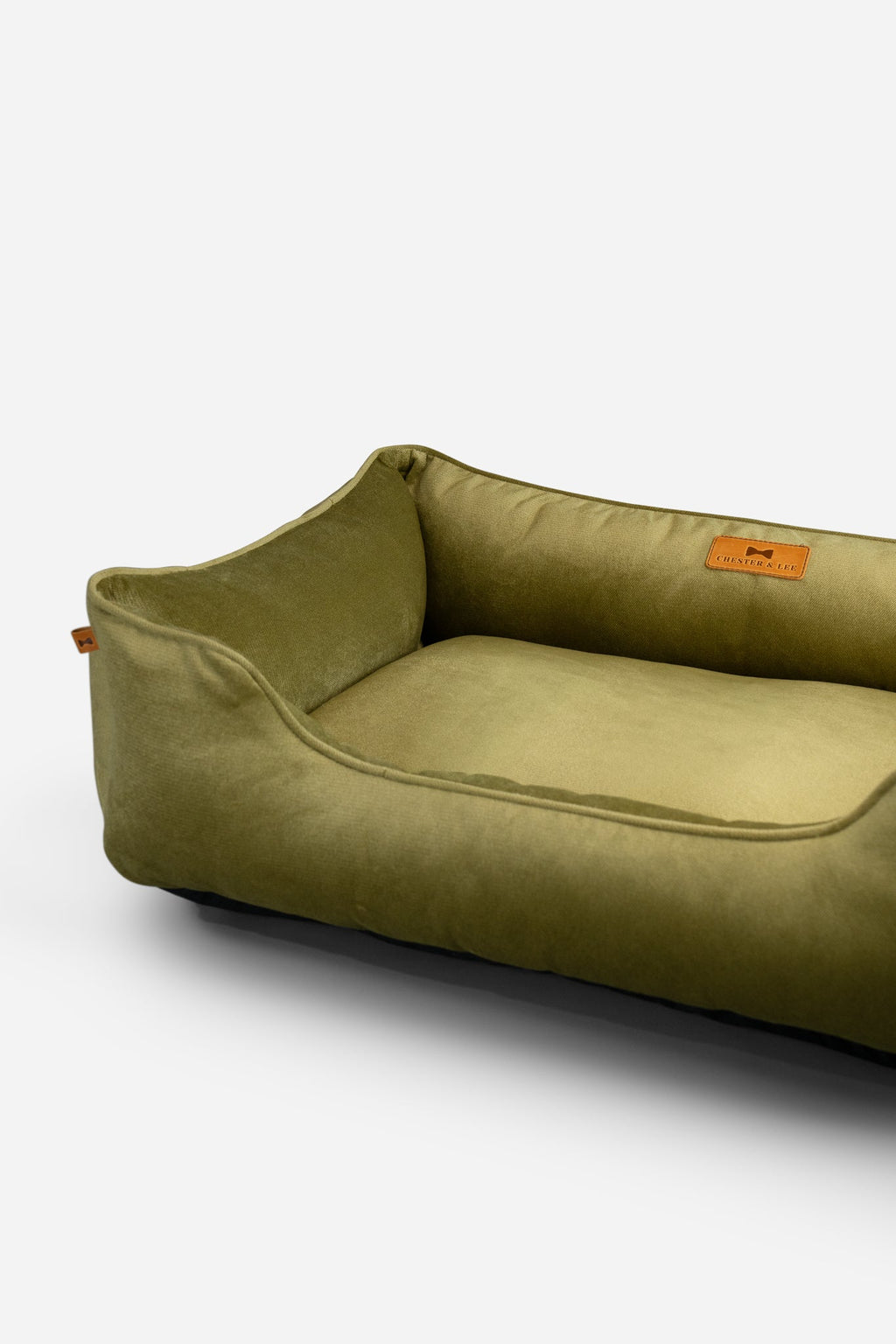 Chester & Lee | Vibrant Velvet Sleeper Dog Bed Olive by Chester & Lee