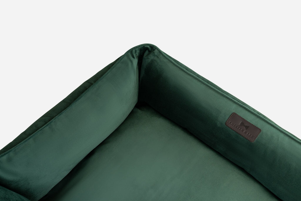 Chester & Lee | Classic Velvet Sleeper Dog Bed Green by Chester & Lee