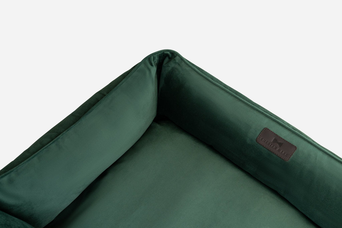 Chester & Lee | Classic Velvet Sleeper Dog Bed Green by Chester & Lee