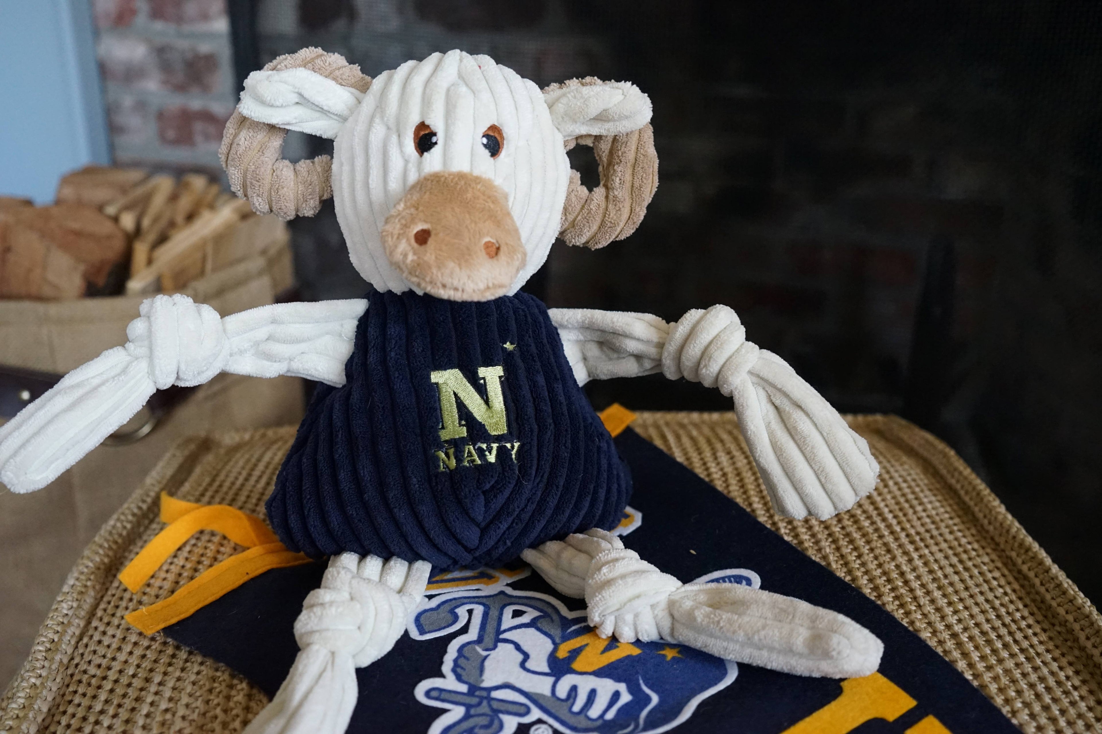 NCAA U.S. Naval Academy, Bill the Goat Knottie® Plush Dog Toy by HuggleHounds