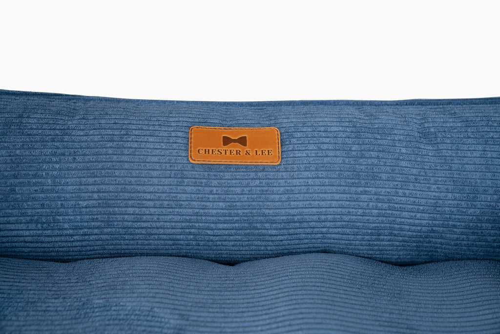 Chester & Lee | Fancy Corduroy Sleeper Dog Bed Blue by Chester & Lee