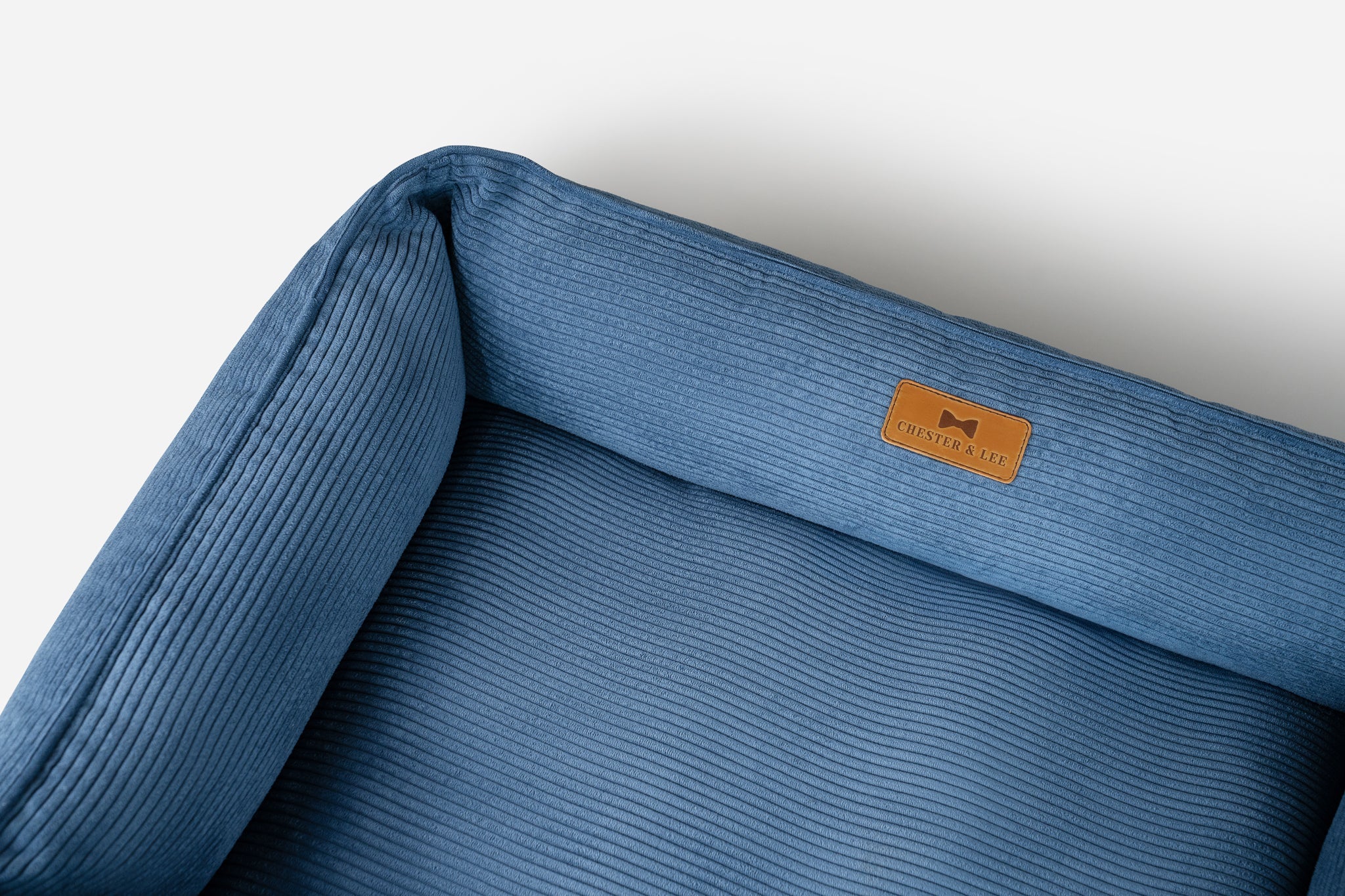 Chester & Lee | Fancy Corduroy Sleeper Dog Bed Blue by Chester & Lee