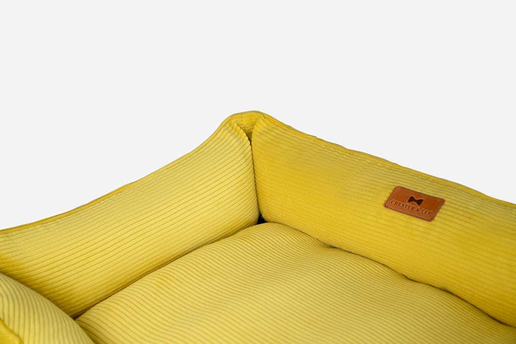 Chester & Lee | Fancy Corduroy Sleeper Dog Bed Sunny Yellow by Chester & Lee