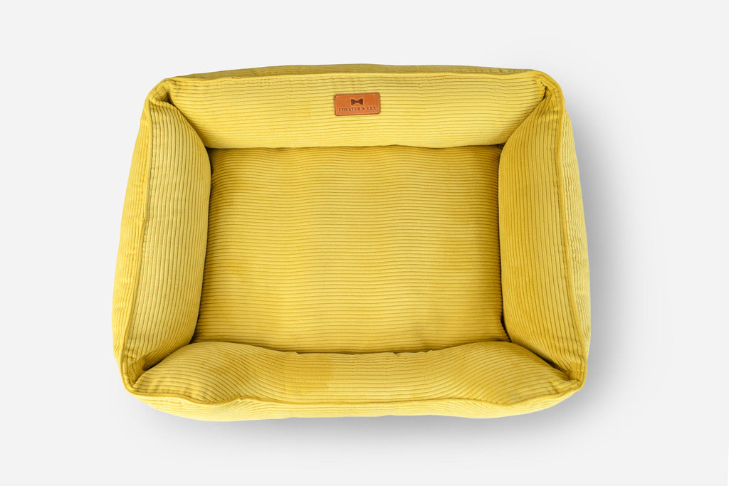 Chester & Lee | Fancy Corduroy Sleeper Dog Bed Sunny Yellow by Chester & Lee