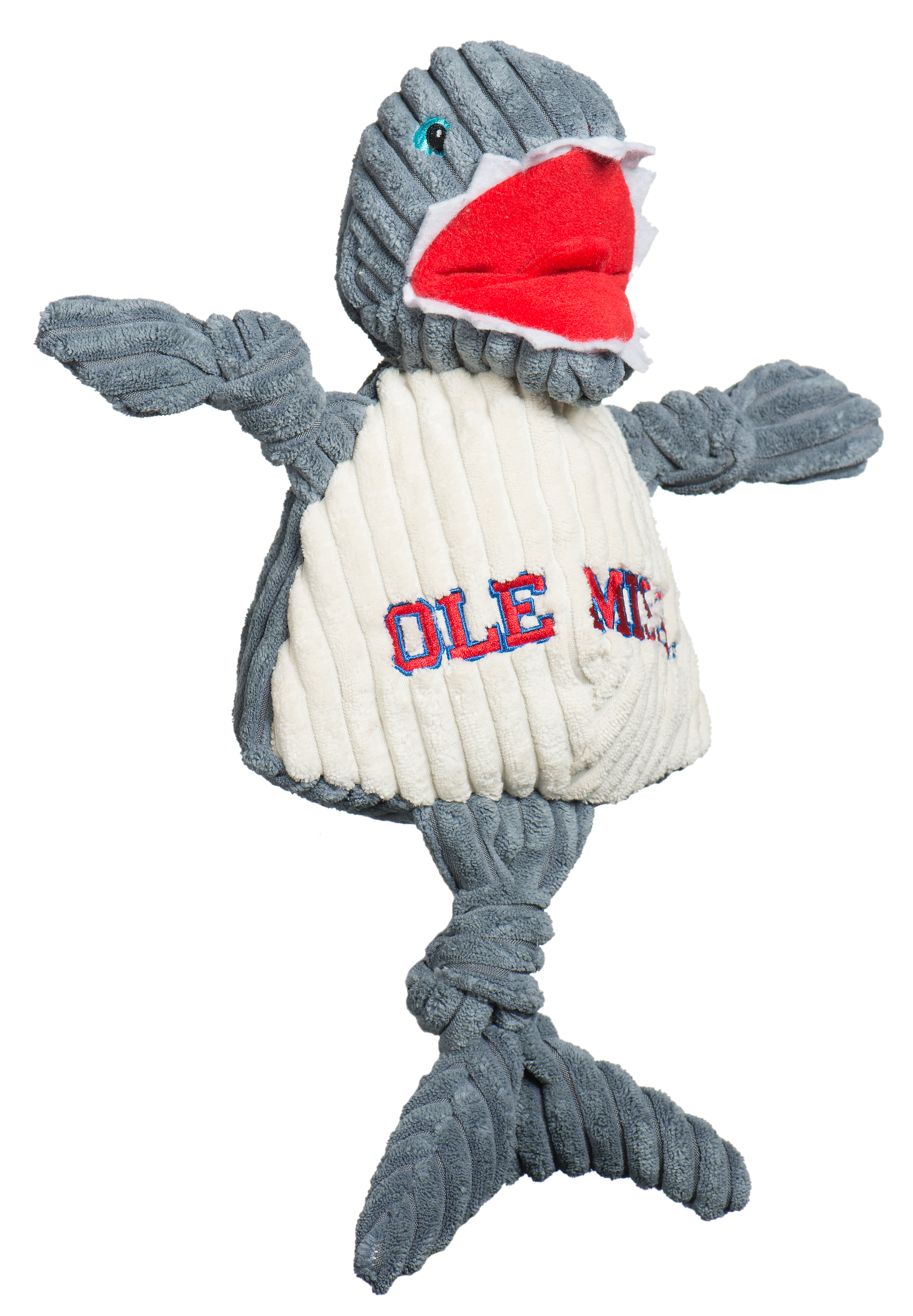 NCAA Ole Miss (U. of Mississippi), Tony Land Shark Knottie® Plush Dog Toy by HuggleHounds