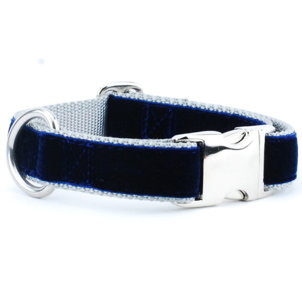 Navy/Silver Holiday Velvet Essential Martingale Dog Collar by 2 Hounds Design