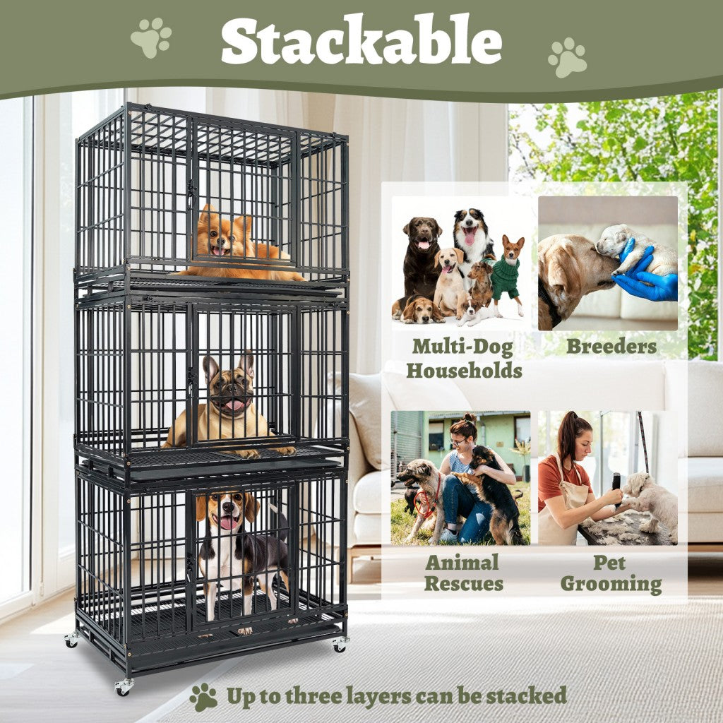 37" Stackable Heavy Duty Dog Kennel 371D04 by Homey Pet Official