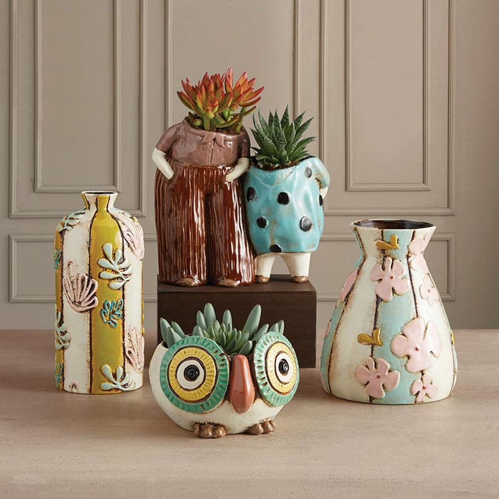 Deep Sea Ceramic Vase | Decorative Flower Bud Holder | 4" x 8" by The Bullish Store