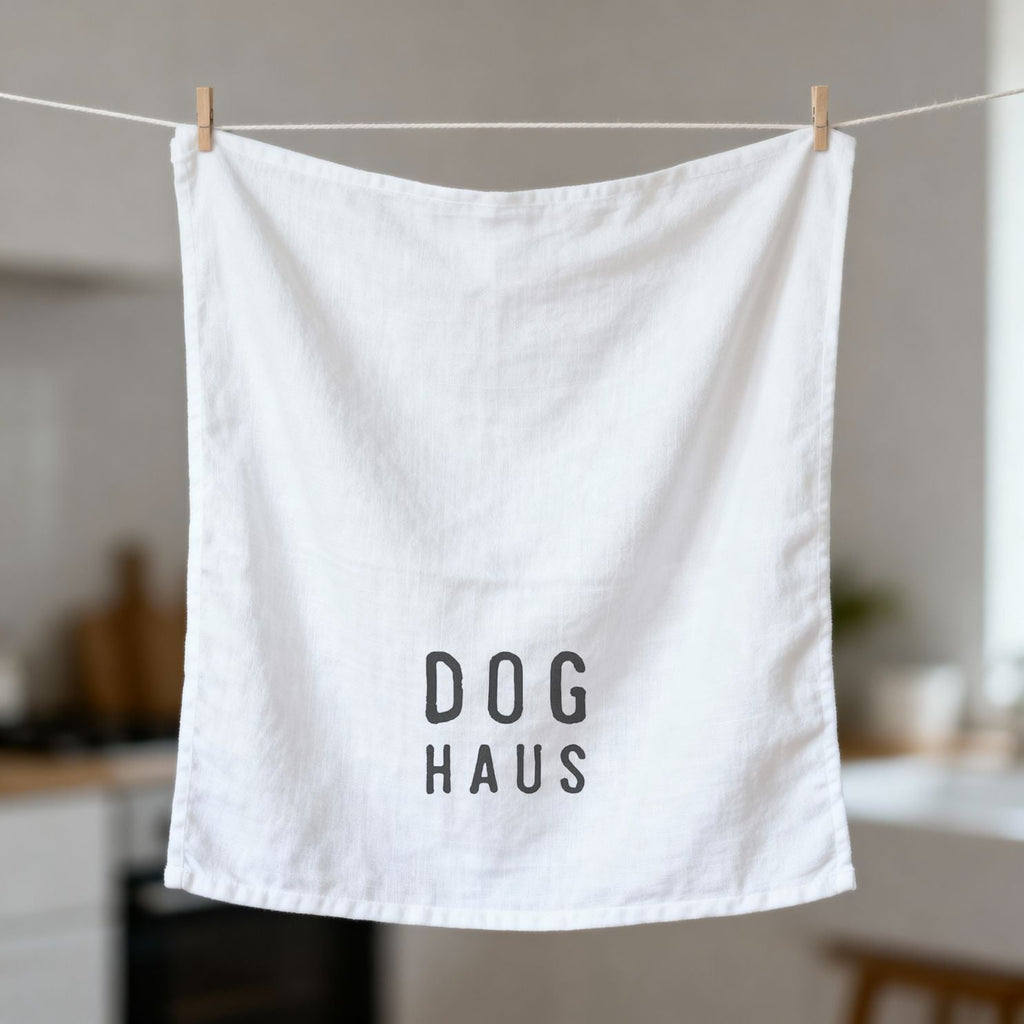 Dog Haus Thirsty Boy Dish Towel | Cotton Flour Sack Kitchen Towel | 30" x 30" by The Bullish Store