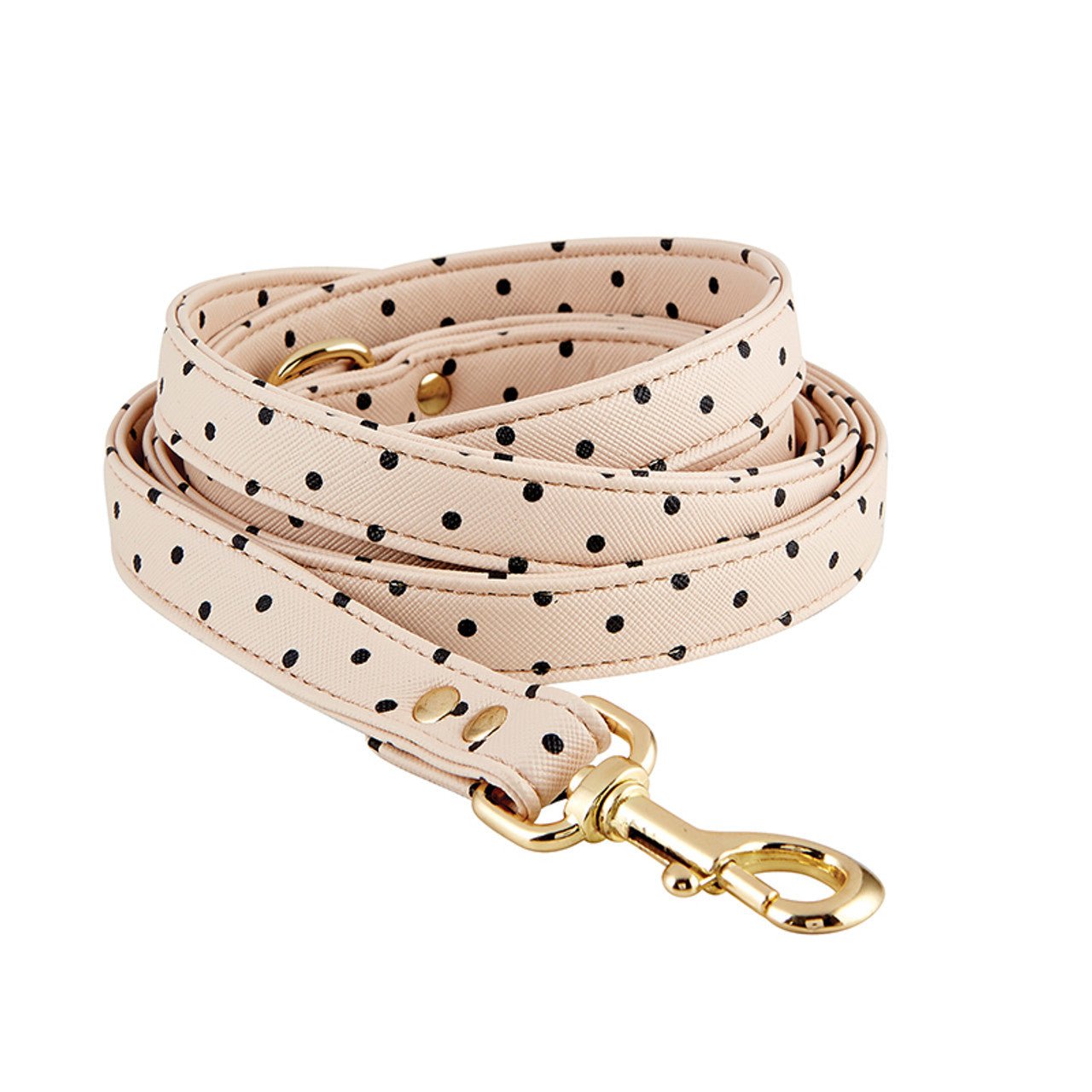 Dog Leash in Blush Pink Polka Dot | 72" L | Faux Saffiano Leather by The Bullish Store