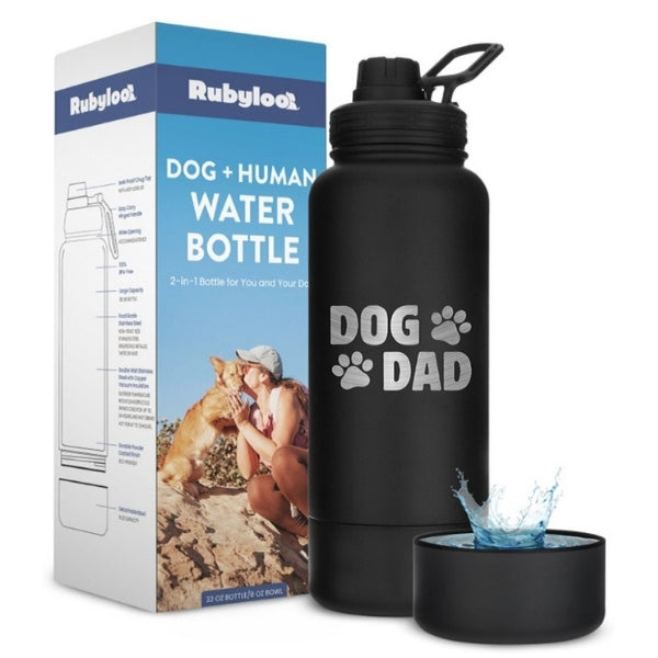 Dog + Human Water Bottle with Detachable Dog Bowl by Rubyloo