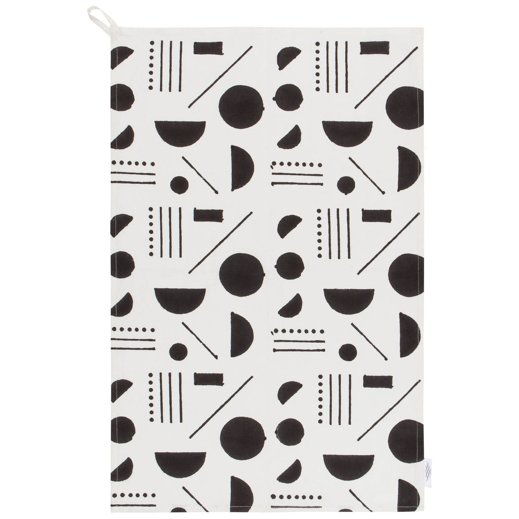 Domino Cotton Block Printed Dishtowel | Minimalist Cotton Hand Tea Dish Cloth | 18" x 28" by The Bullish Store