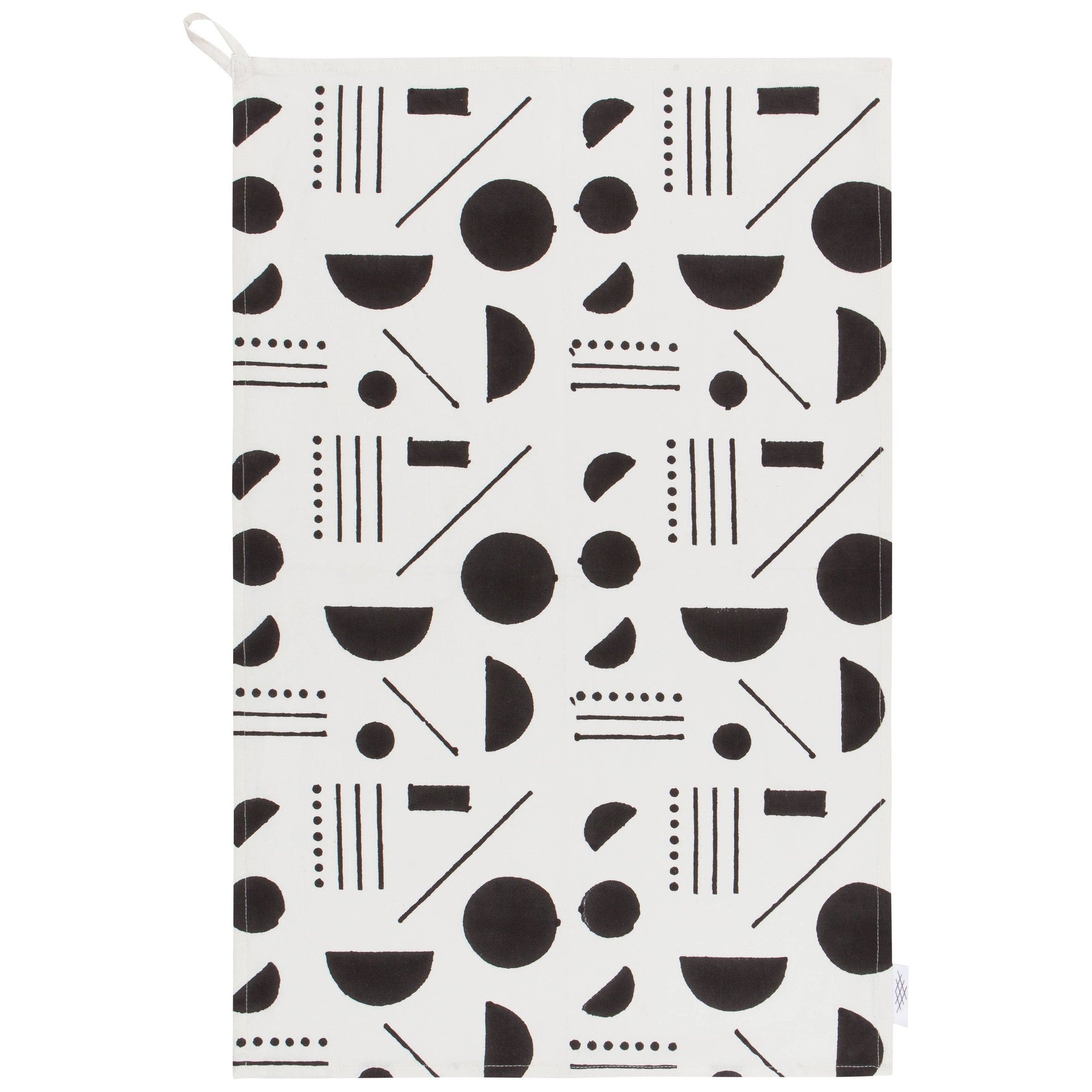 Domino Cotton Block Printed Dishtowel | Minimalist Cotton Hand Tea Dish Cloth | 18" x 28" by The Bullish Store