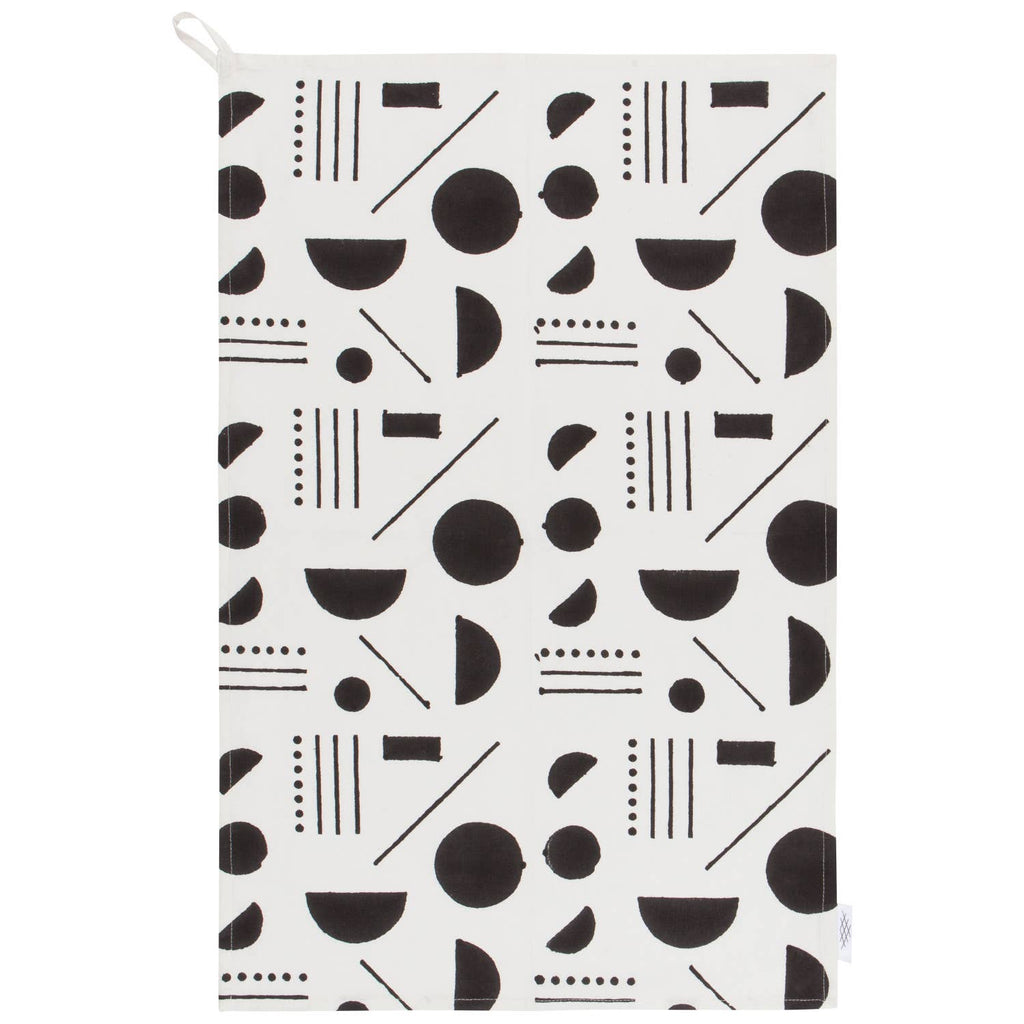 Domino Cotton Block Printed Dishtowel | Minimalist Cotton Hand Tea Dish Cloth | 18" x 28" by The Bullish Store