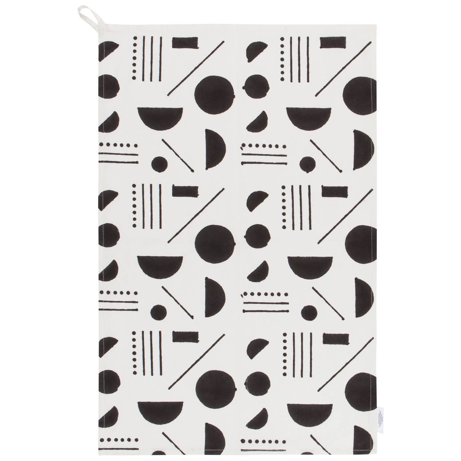 Domino Cotton Block Printed Dishtowel | Minimalist Cotton Hand Tea Dish Cloth | 18" x 28" by The Bullish Store
