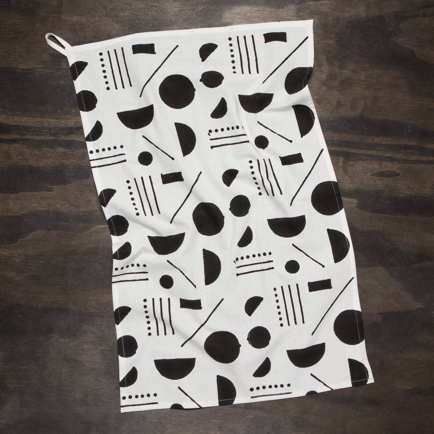 Domino Cotton Block Printed Dishtowel | Minimalist Cotton Hand Tea Dish Cloth | 18" x 28" by The Bullish Store