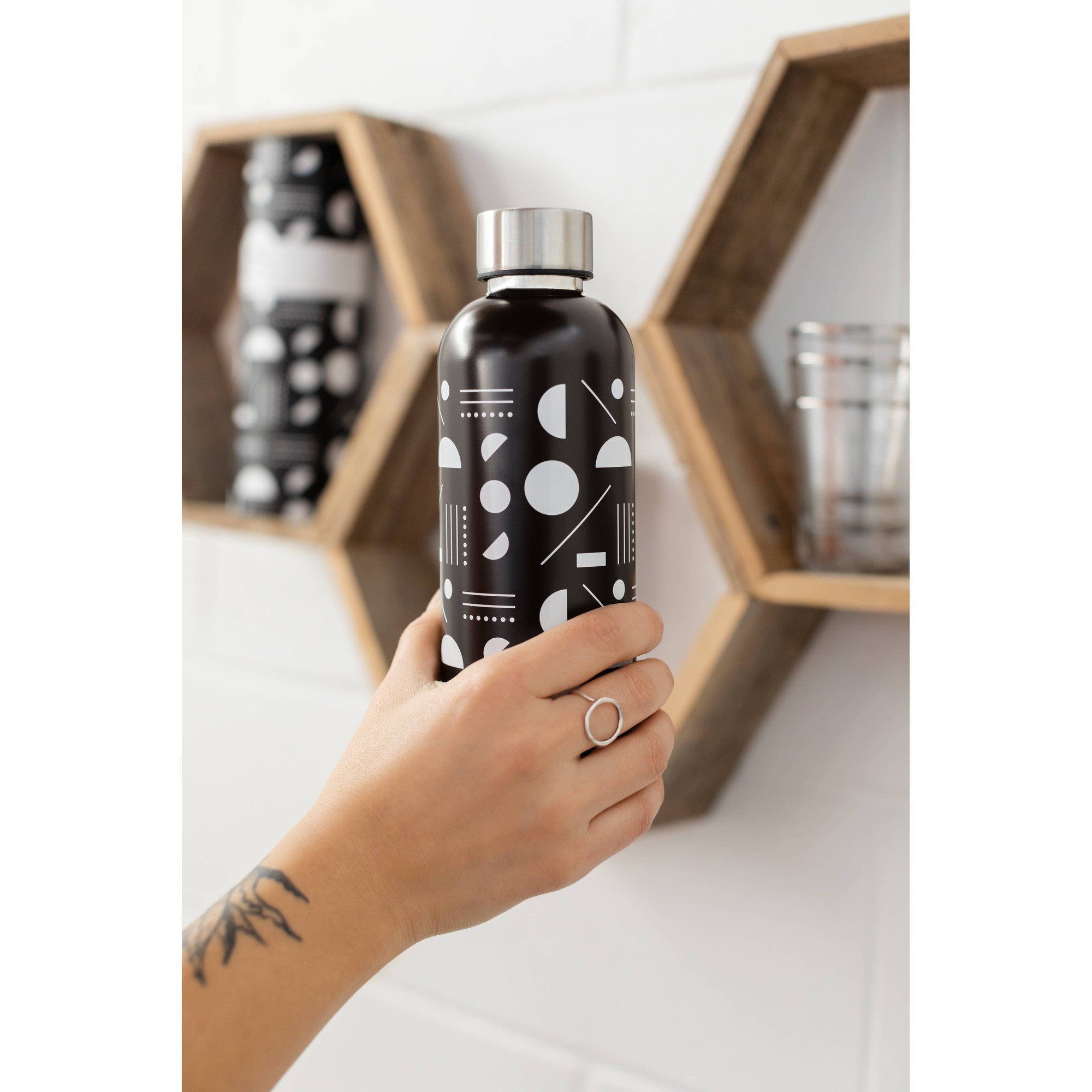 Domino Stainless Steel Water Bottle | Double Walled Reusable Drinkware | 17oz | Gift for Her by The Bullish Store