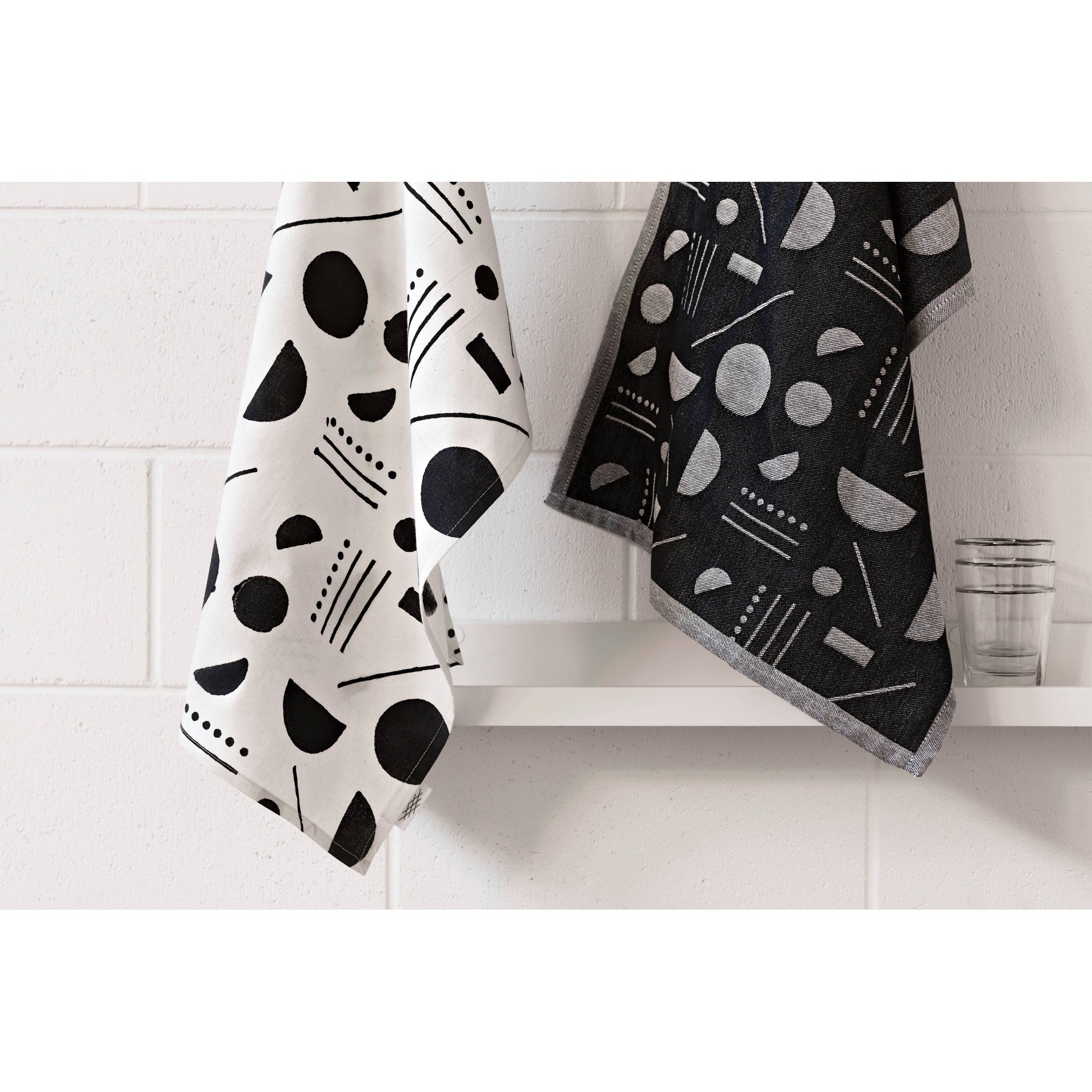 Domino Woven Cotton Jacquard Dishtowel | Geometry Modern Hand Tea Dish Cloth | 18" x 28" by The Bullish Store