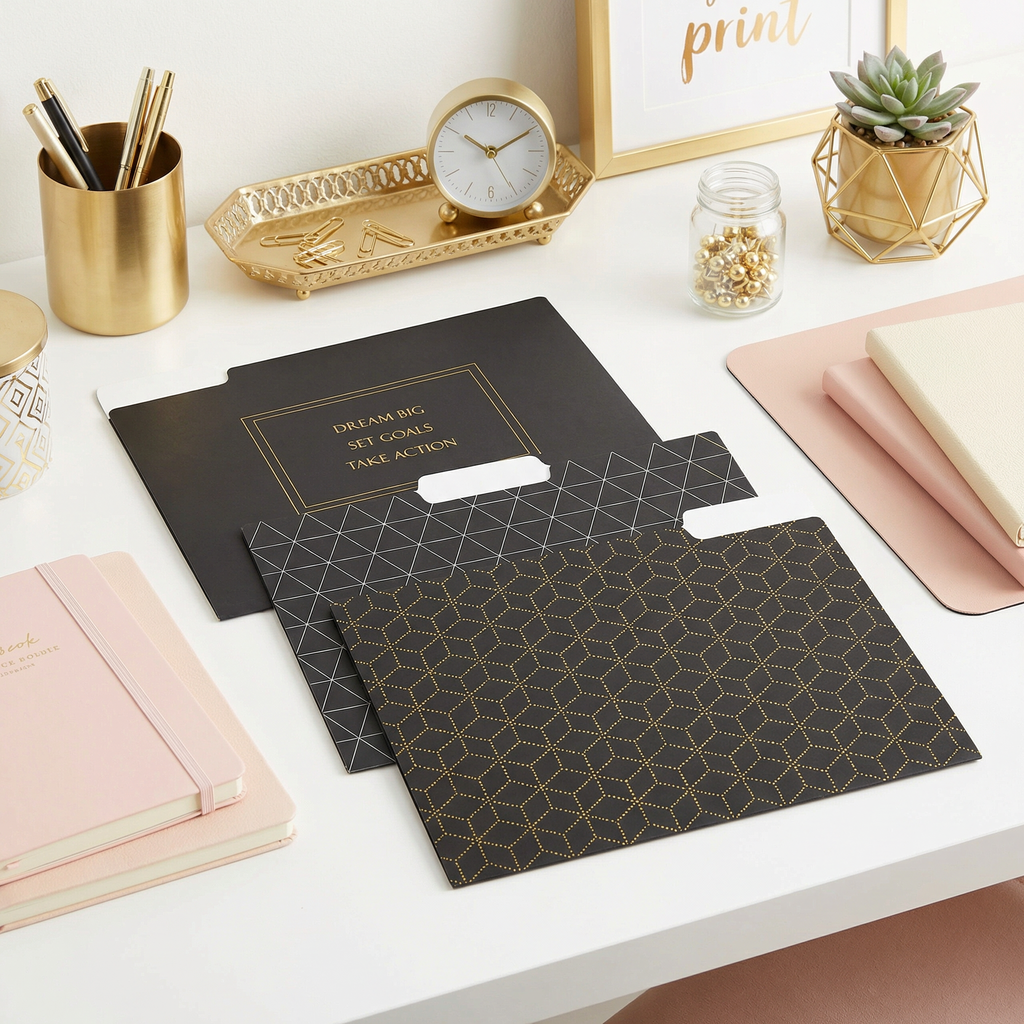 Dream Big File Folder Set in Black | 6 File Folders in Motivational Designs by The Bullish Store